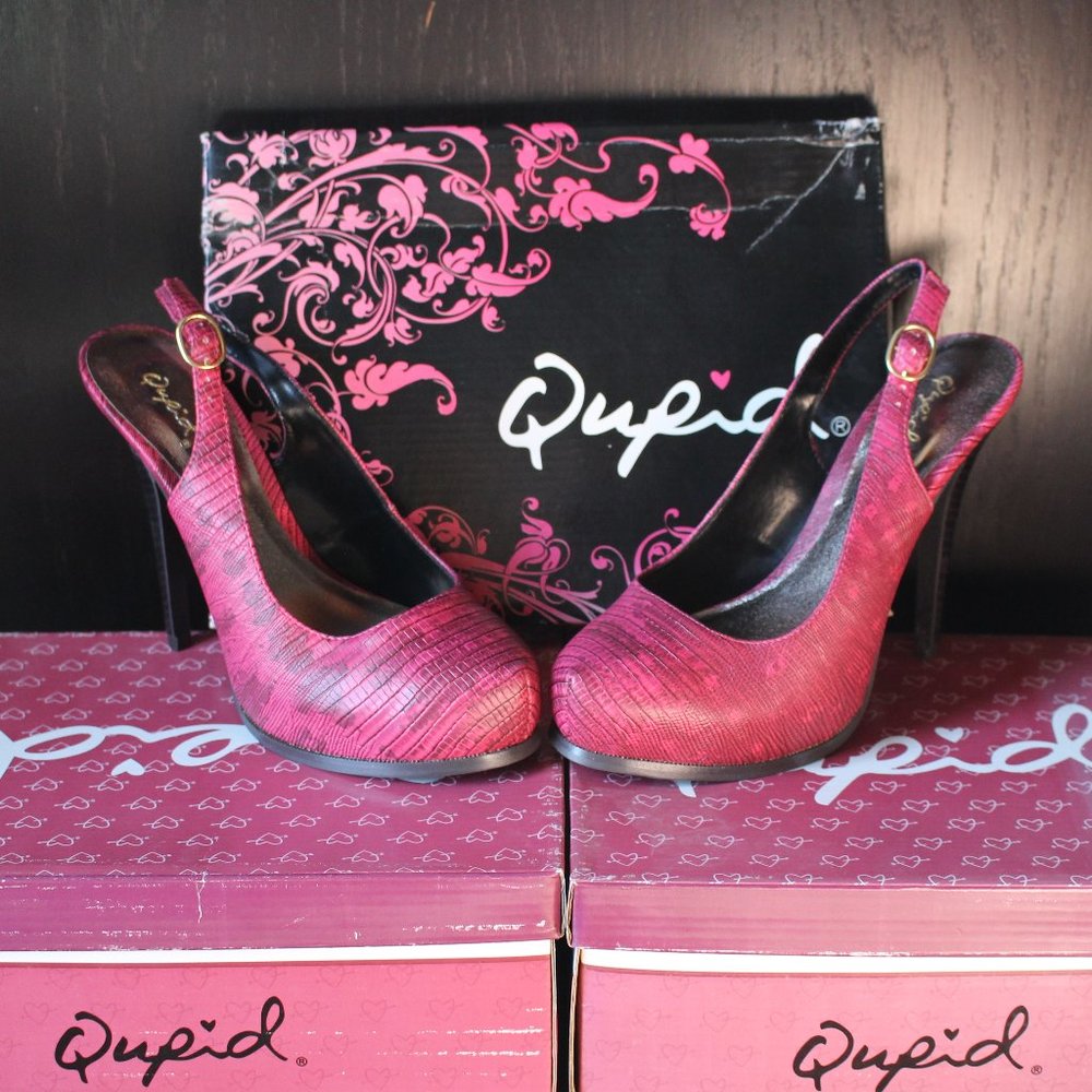 Qupid Valtina-10 Berry Lizard High Heel Shoes Size 6 1/2 NEW